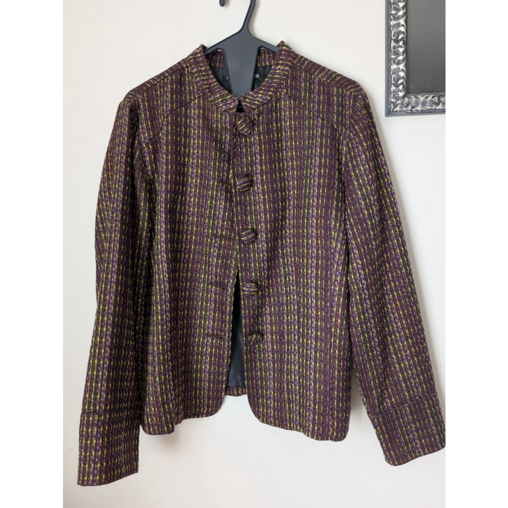 SCOTT TAYLOR Blazer XL Purple Yellow Striped Women's